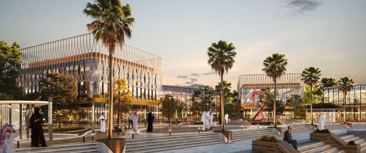 Daytime render of the Al Khobar Pier retail plaza